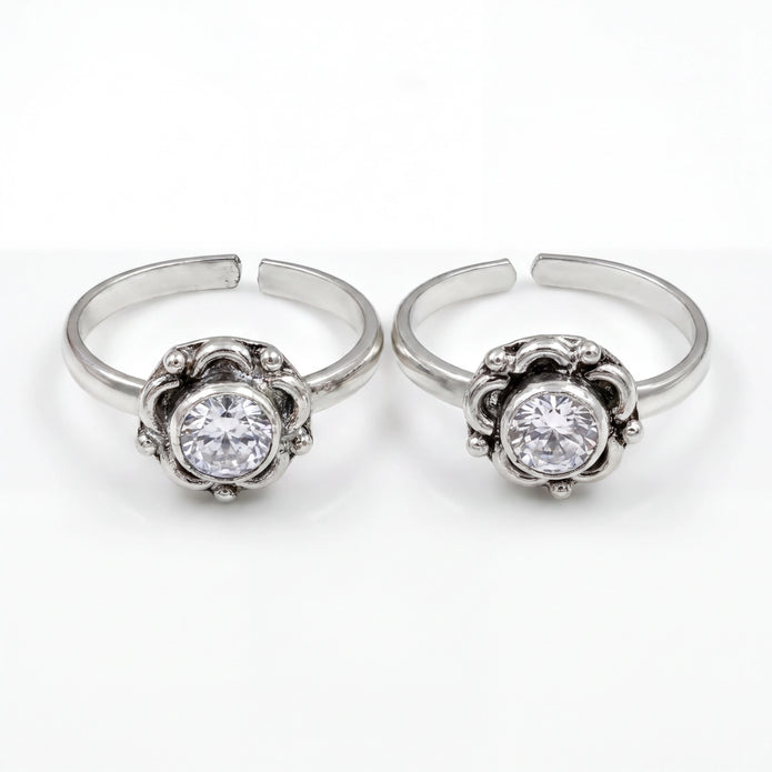 CZ Floral Toe Rings