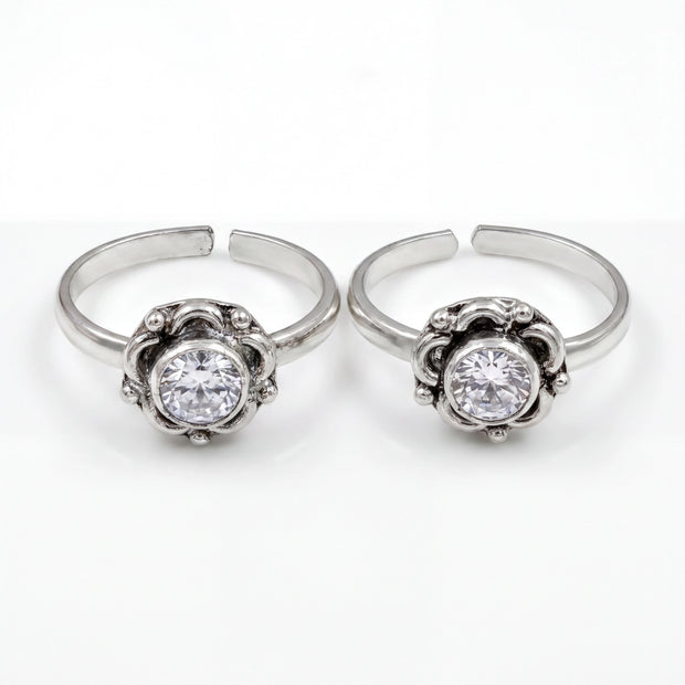 CZ Floral Toe Rings