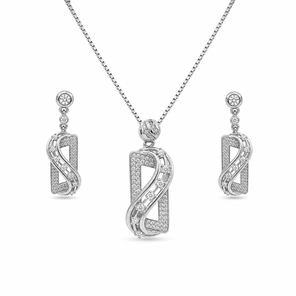 CZ Twist Pendant Set