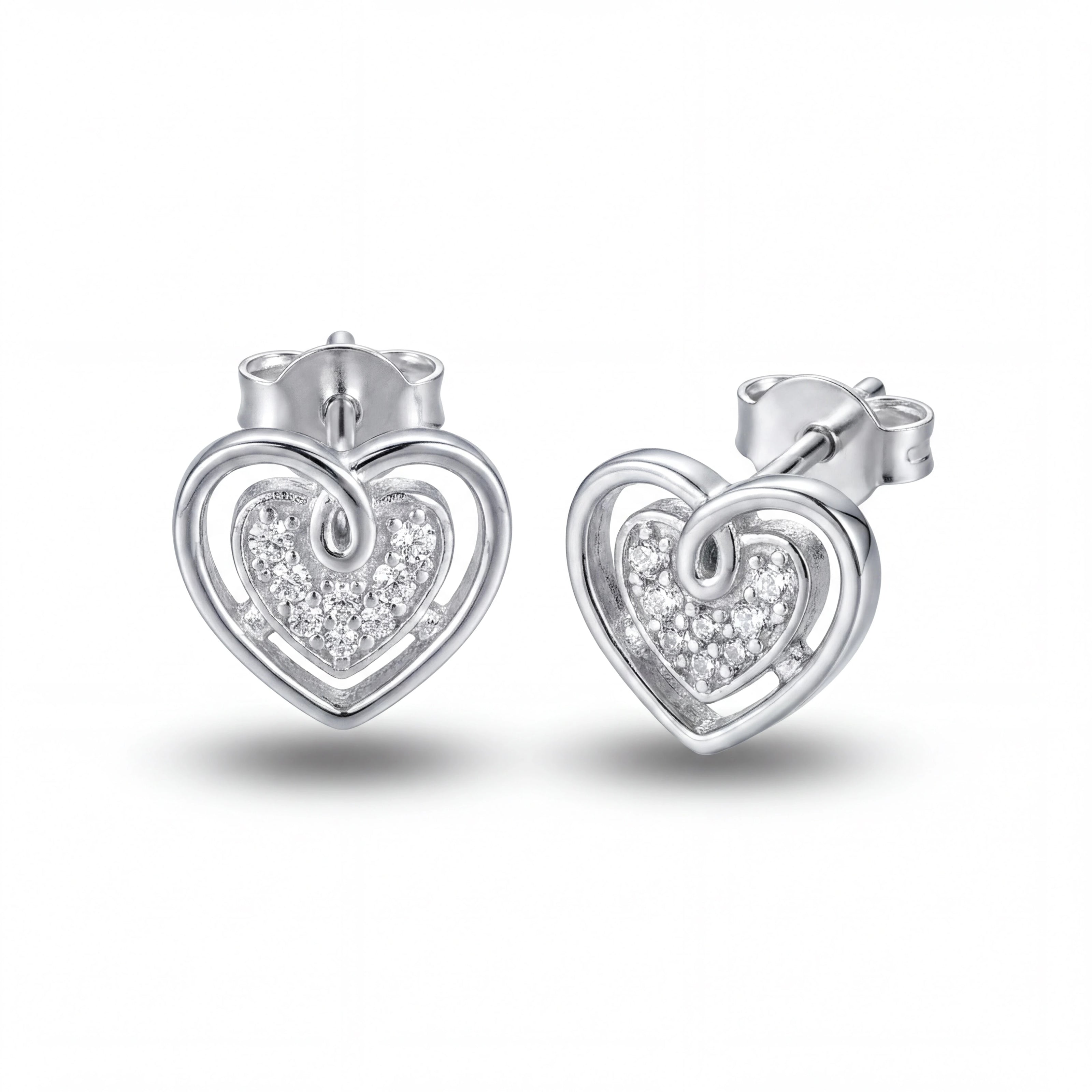 Pave Heart Studs