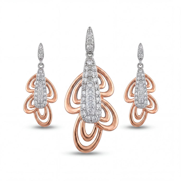 Two-Tone CZ Pendant Set