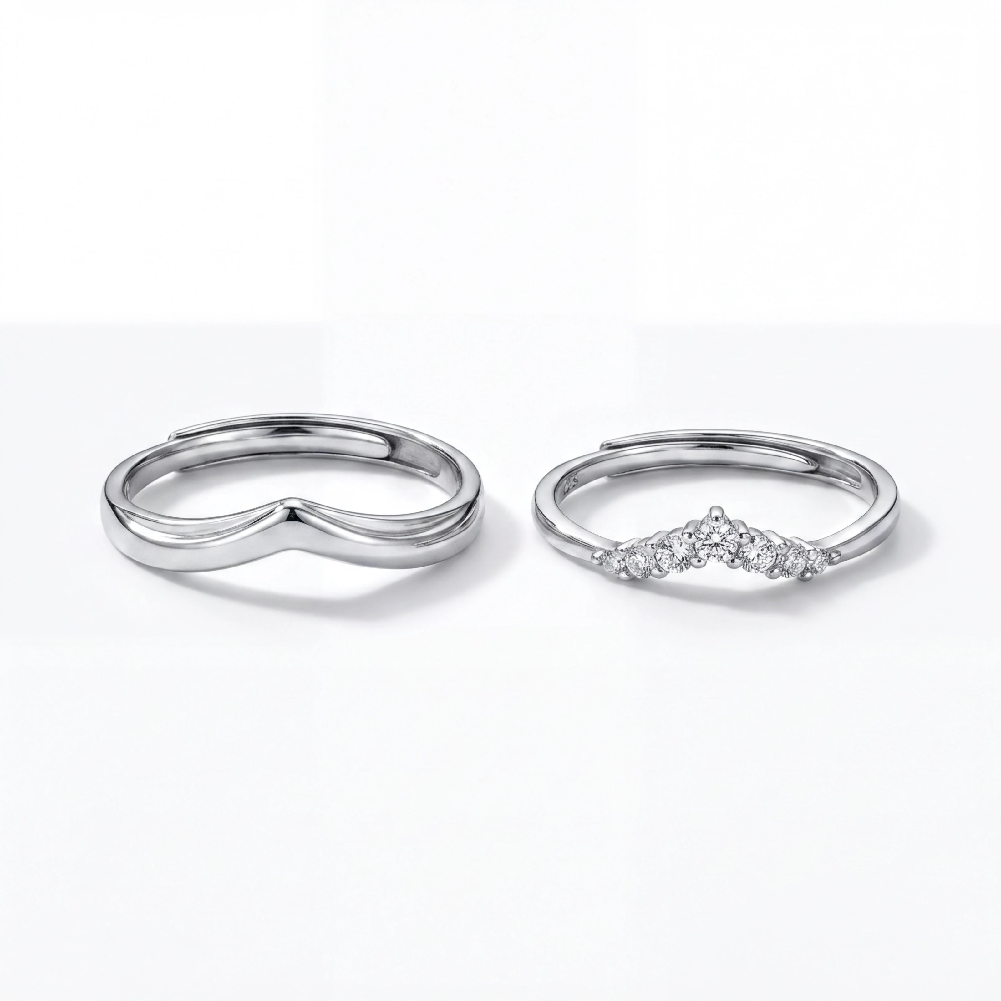 Shimmering V-Stack Rings