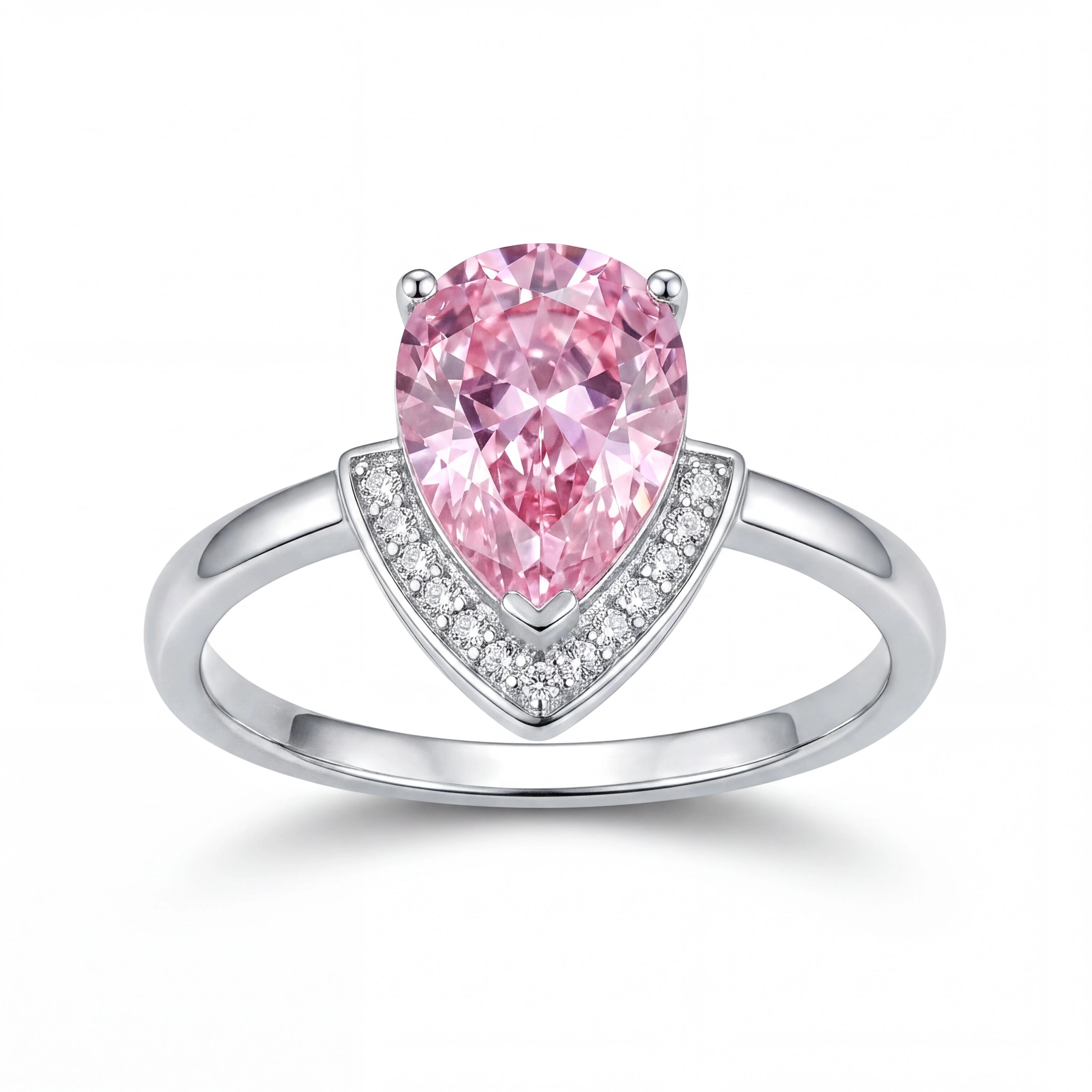 Pink Pear Halo Ring