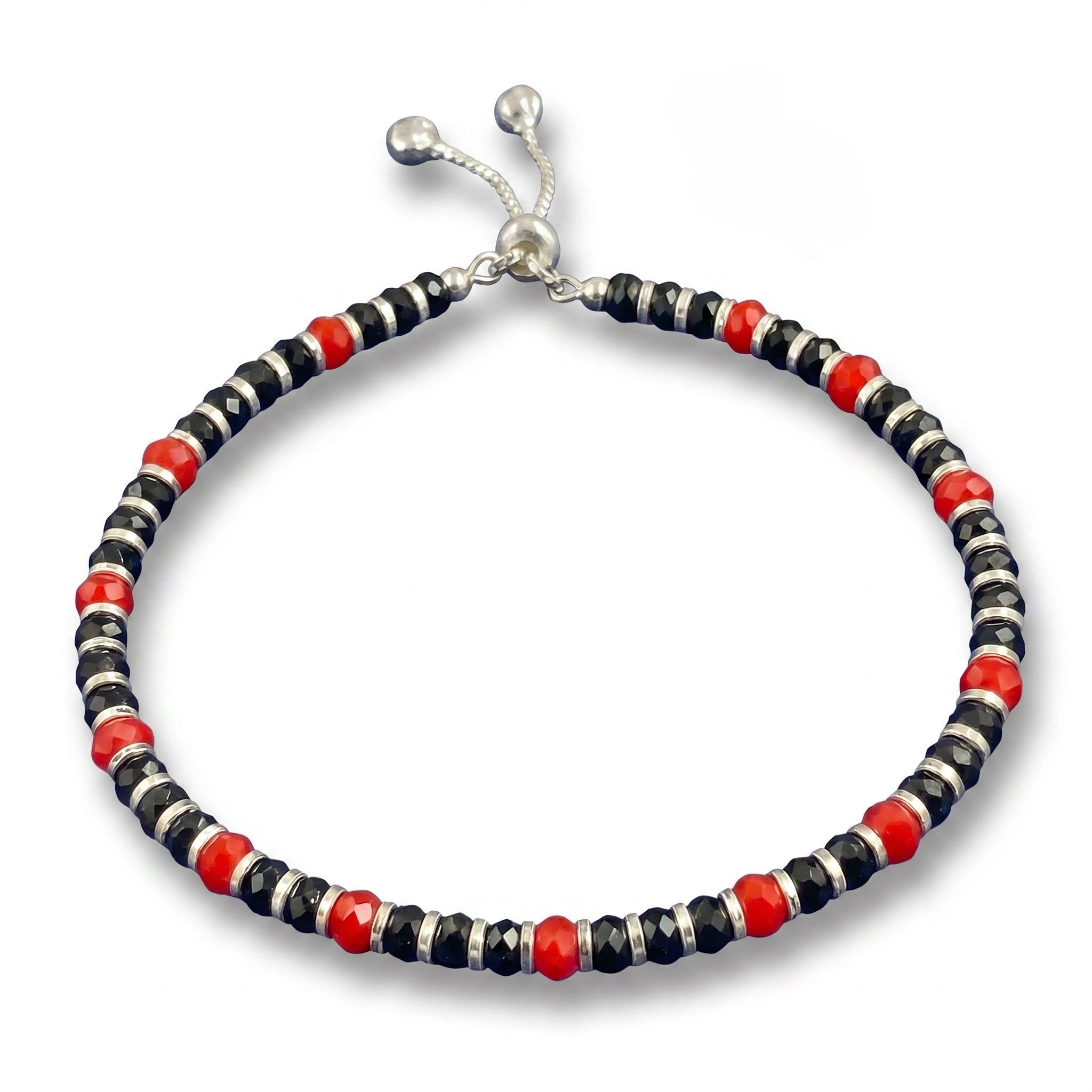Red Black Beaded Anklet