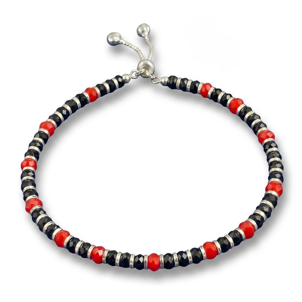 Red Black Beaded Anklet