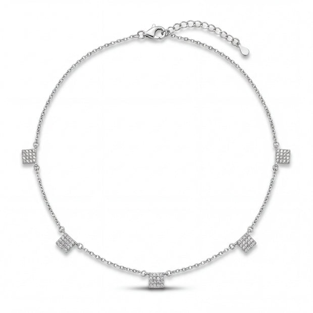 CZ Square Station Necklace