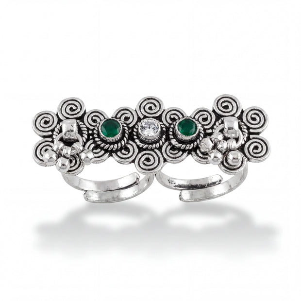 Vintage Scroll Double Ring