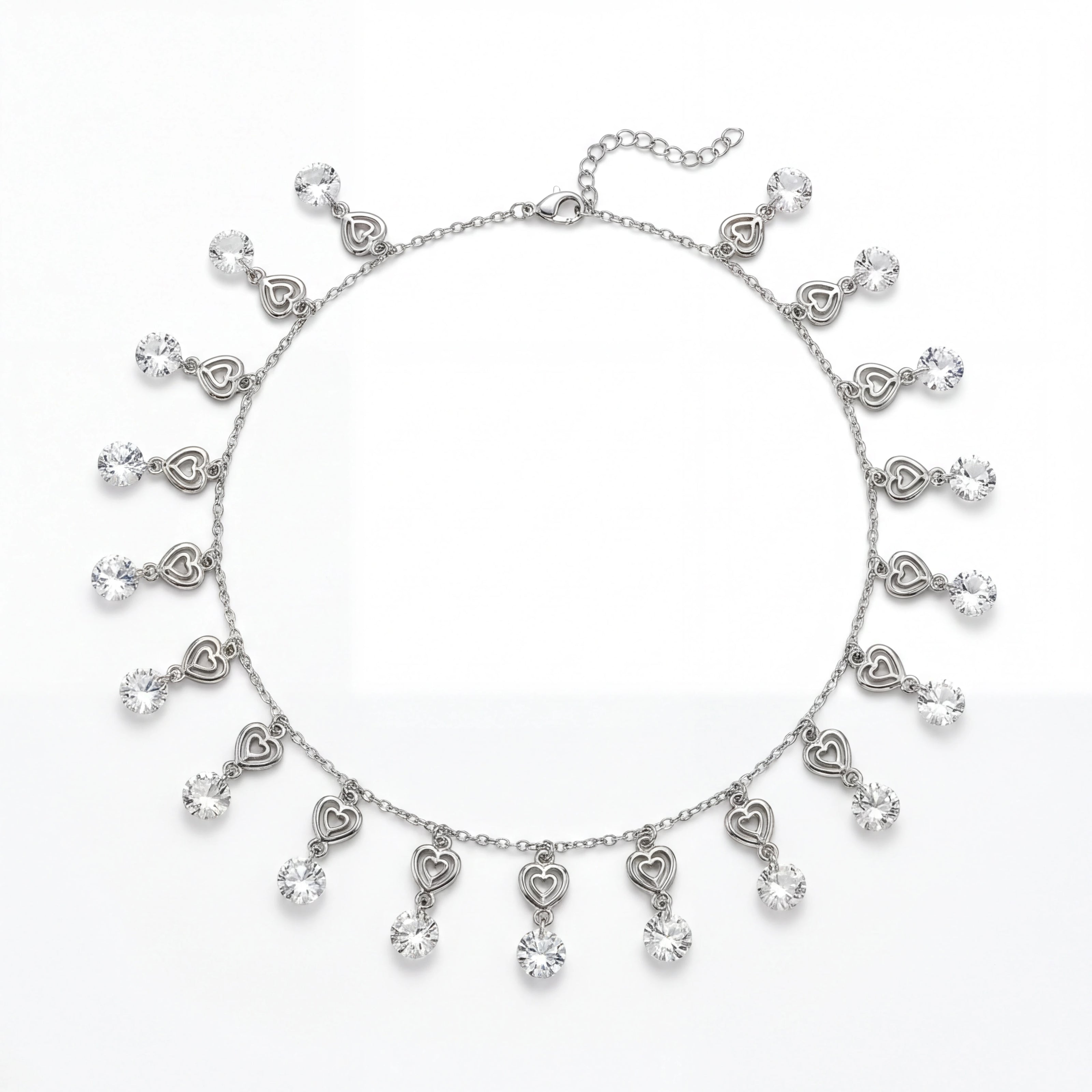 CZ Hearts Dangle Necklace