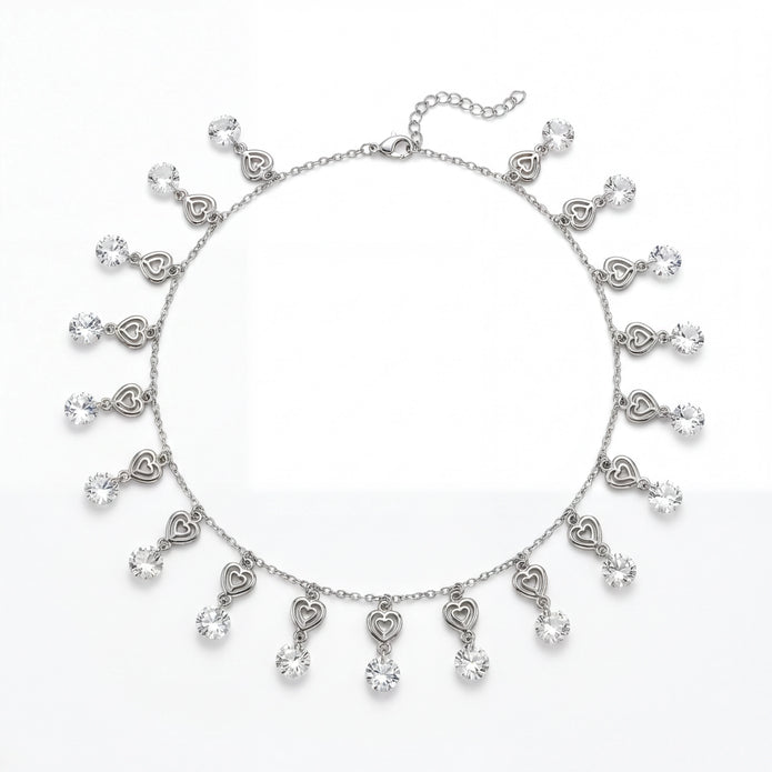CZ Hearts Dangle Necklace