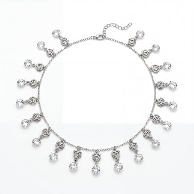 CZ Hearts Dangle Necklace