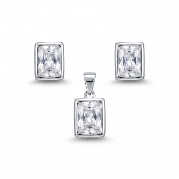 Emerald Cut Pendant Set