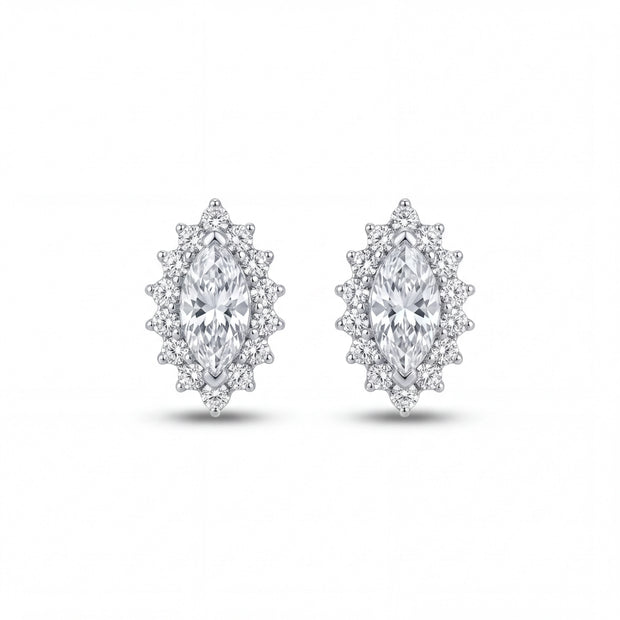 Marquise Halo Studs