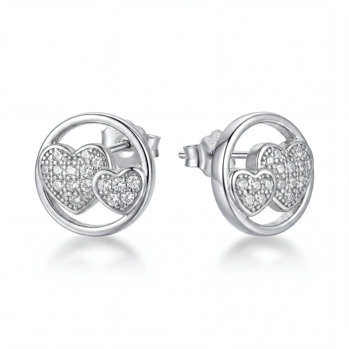 Double Heart Studs