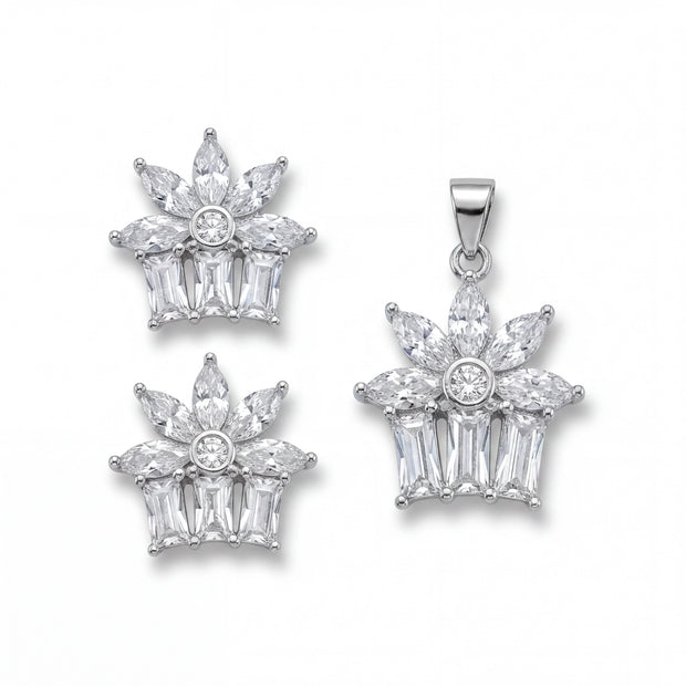CZ Floral Pendant Set