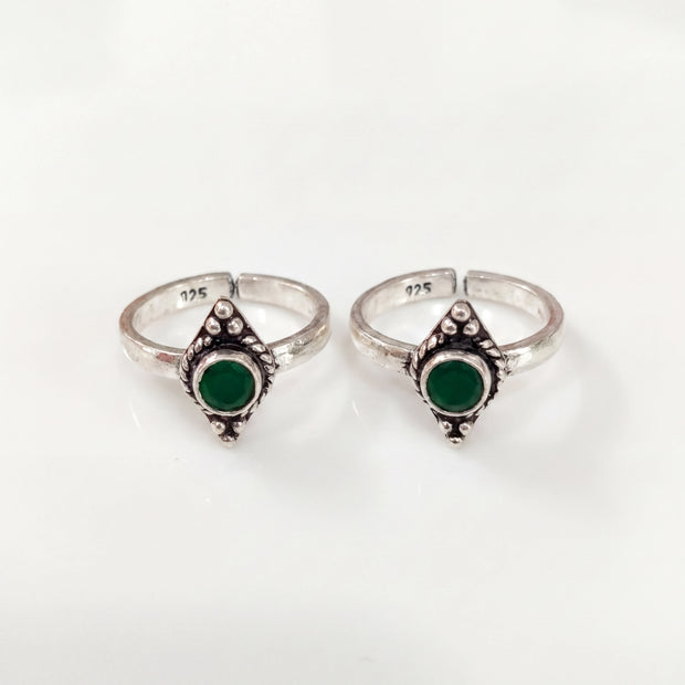 Green Stone Toe Rings