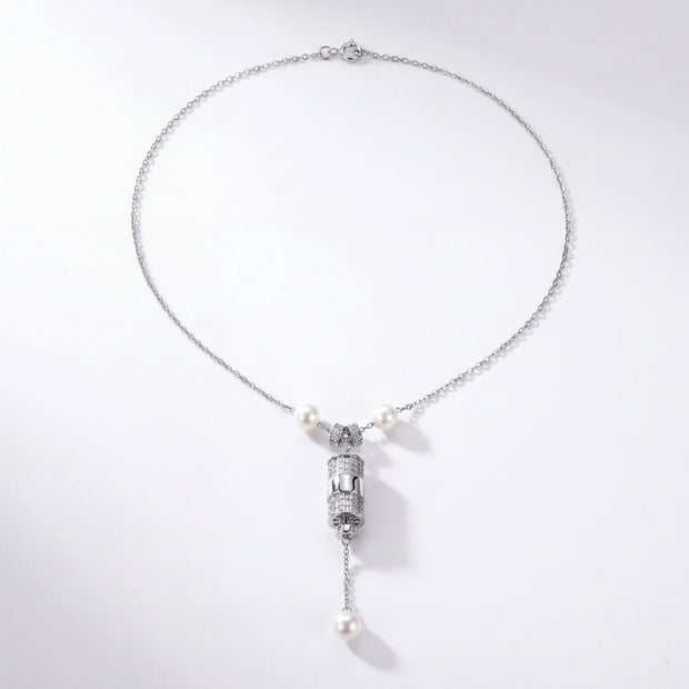 Pearl CZ Drop Necklace