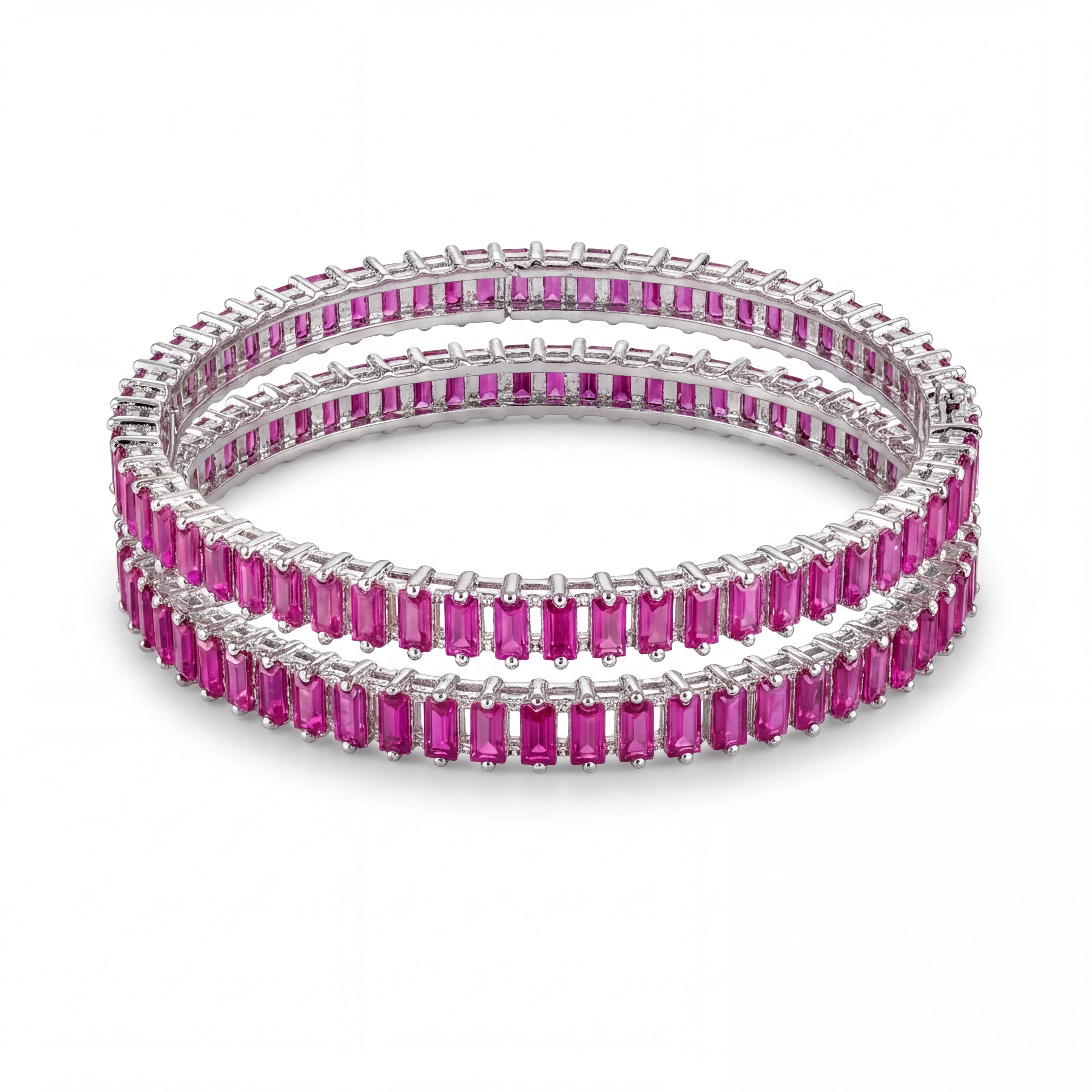 Pink Baguette Tennis Bangles