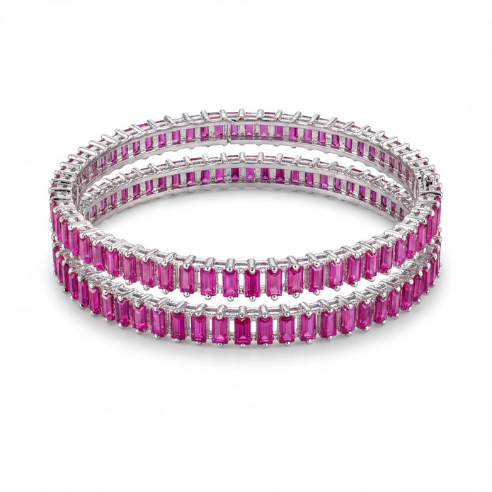 Pink Baguette Tennis Bangles