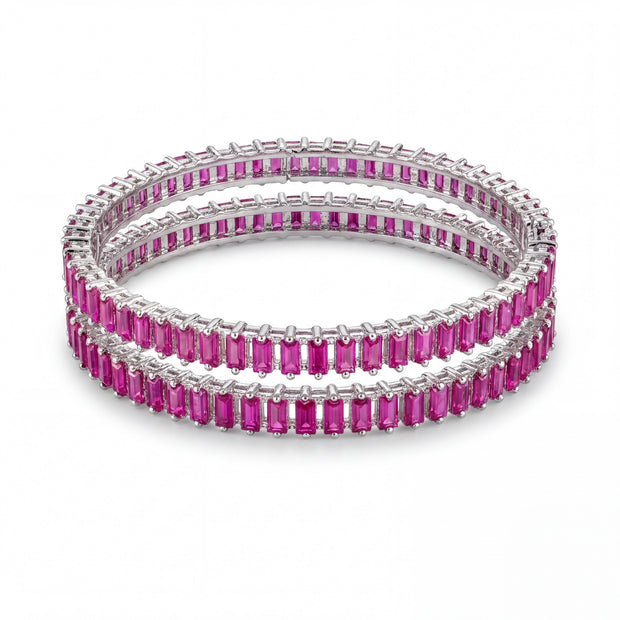 Pink Baguette Tennis Bangles