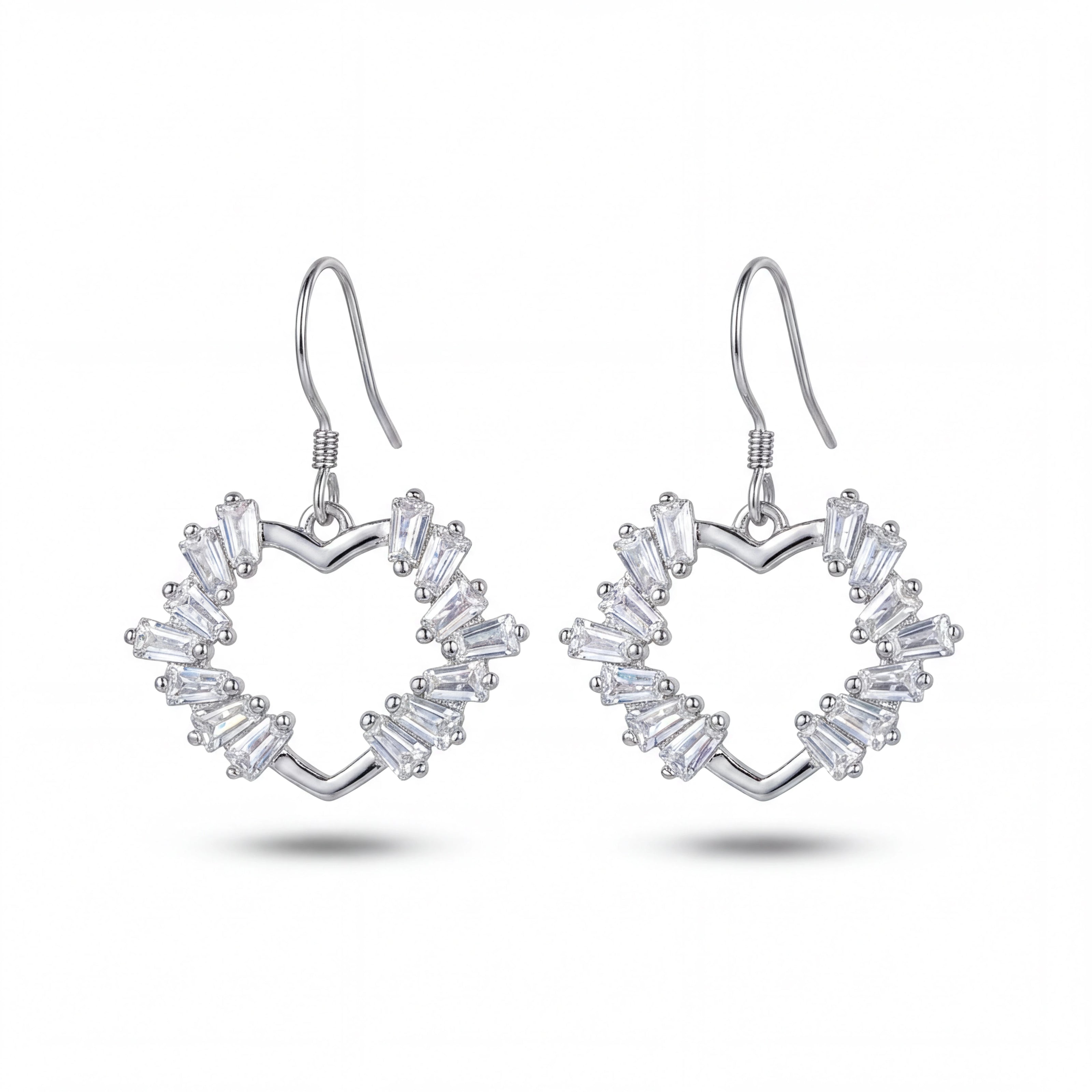 CZ Heart Drop Earrings