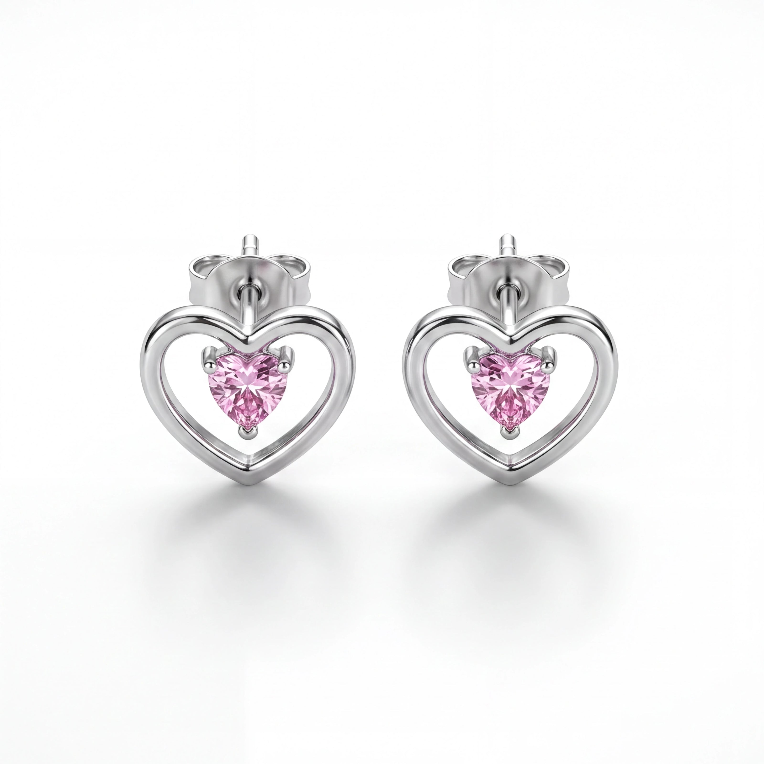 Pink Heart Studs