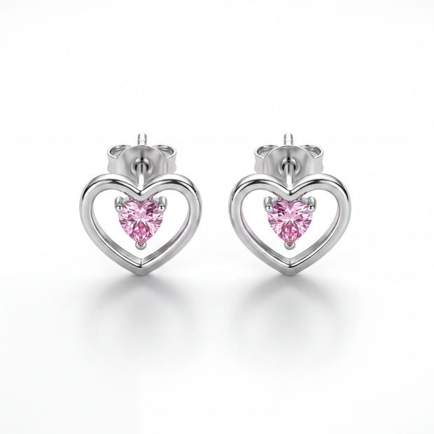 Pink Heart Studs