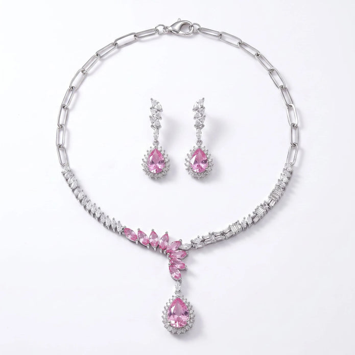 Pink Floral CZ Set