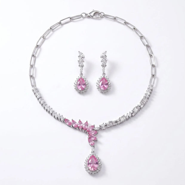 Pink Floral CZ Set