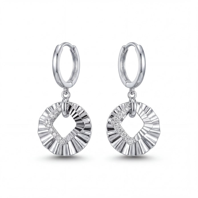 Ruffled CZ Drop Earrings
