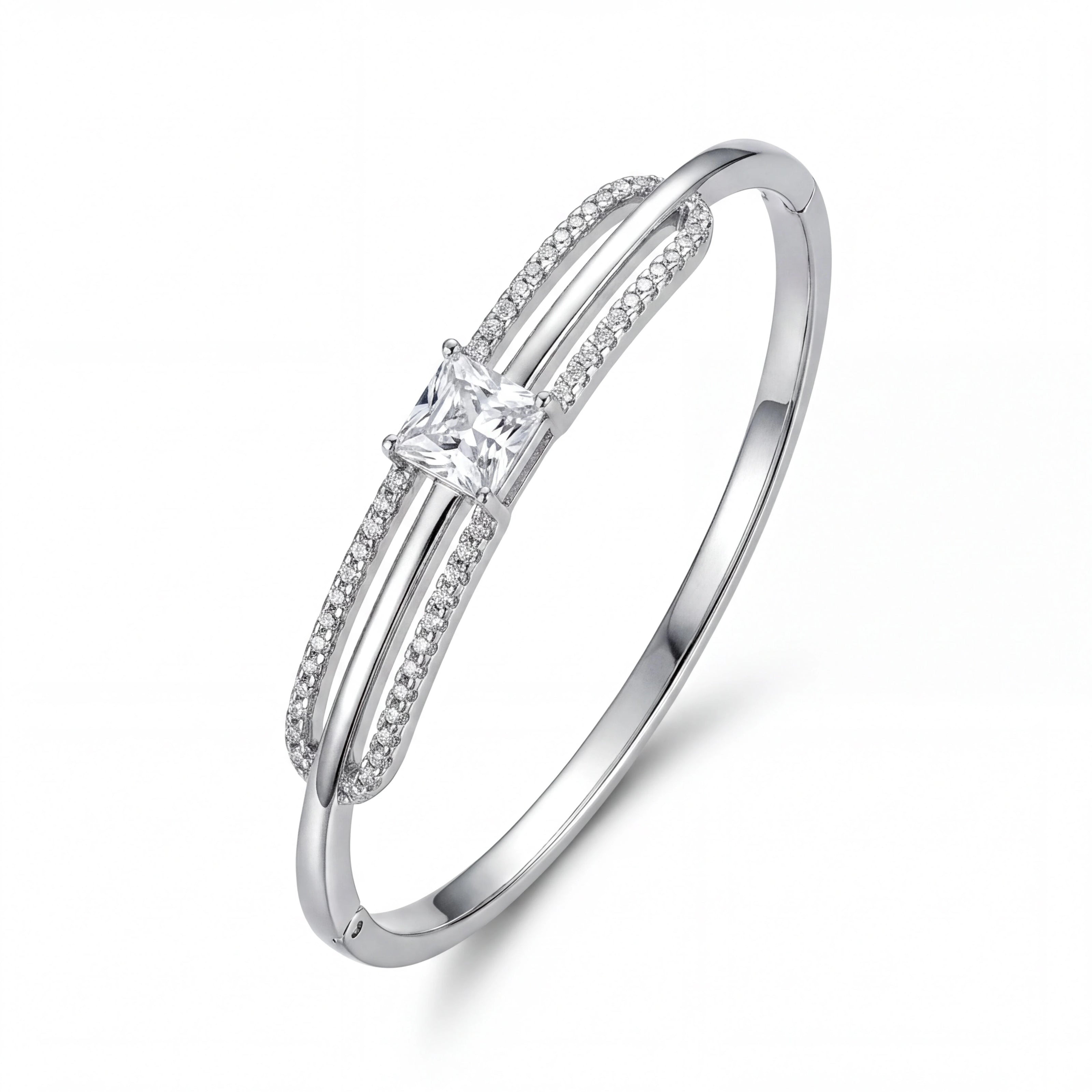 Square CZ Bypass Bangle