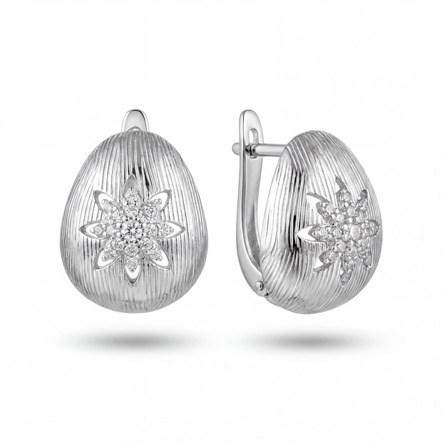 CZ Starburst Dome Earrings