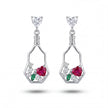 Ruby Heart Drop Earrings