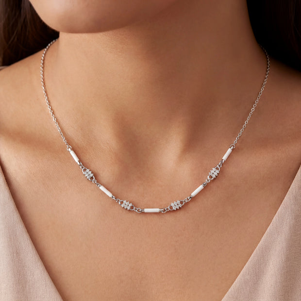 White Ceramic CZ Necklace — 2