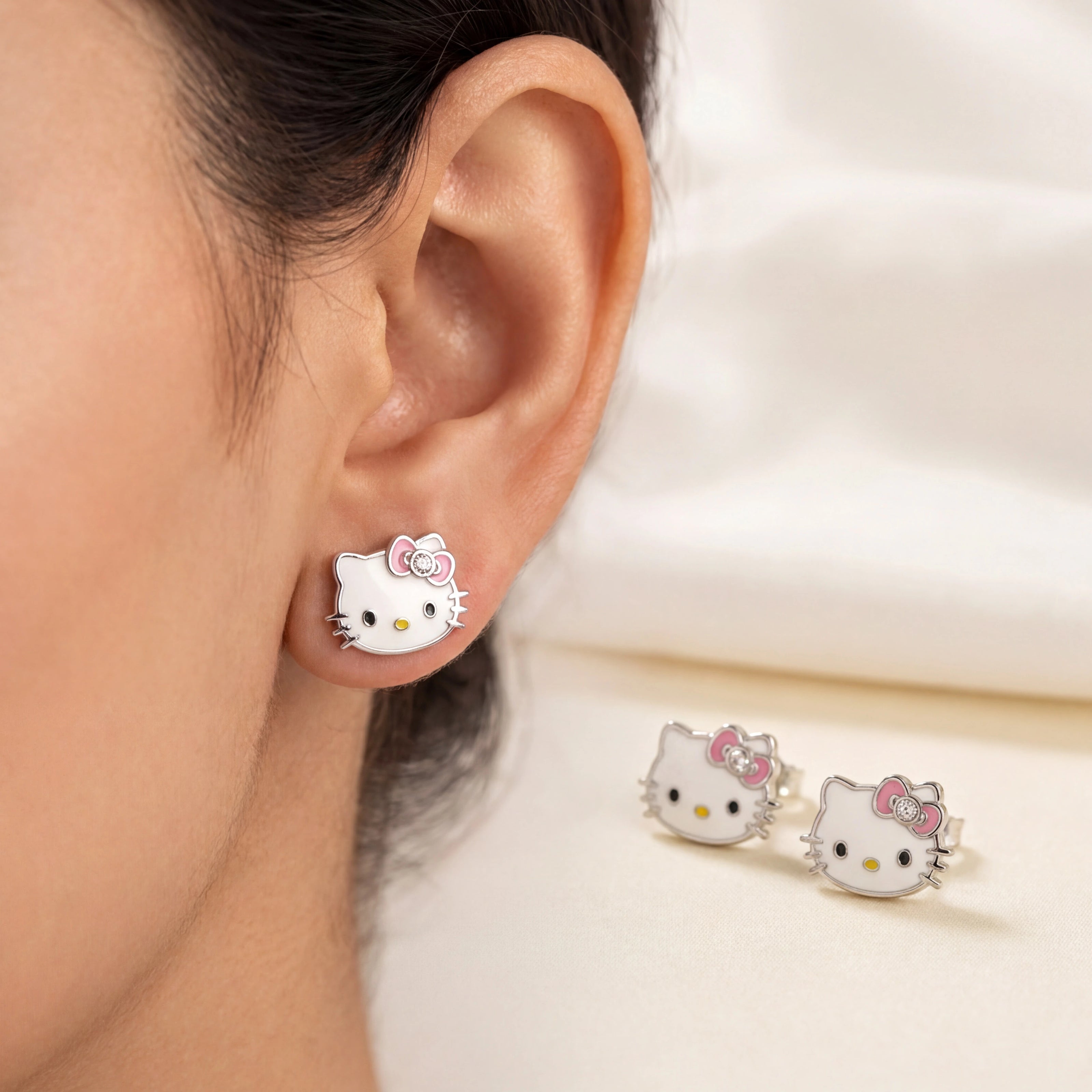 Kitty Enamel Studs — 2