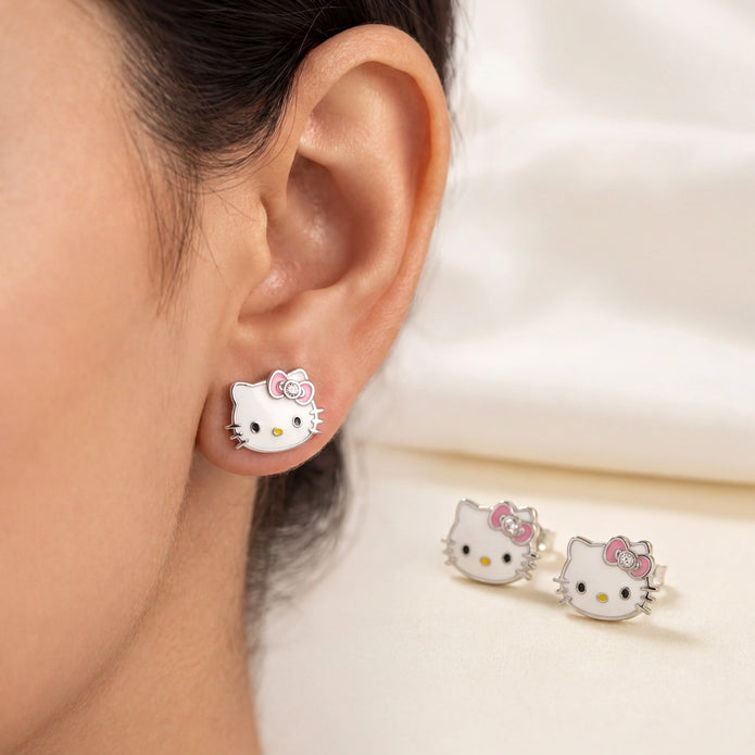 Kitty Enamel Studs — 2
