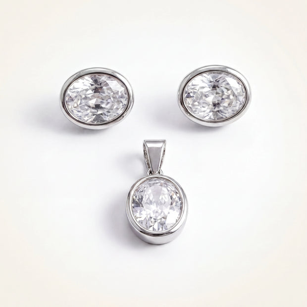 Oval CZ Pendant Set — 2
