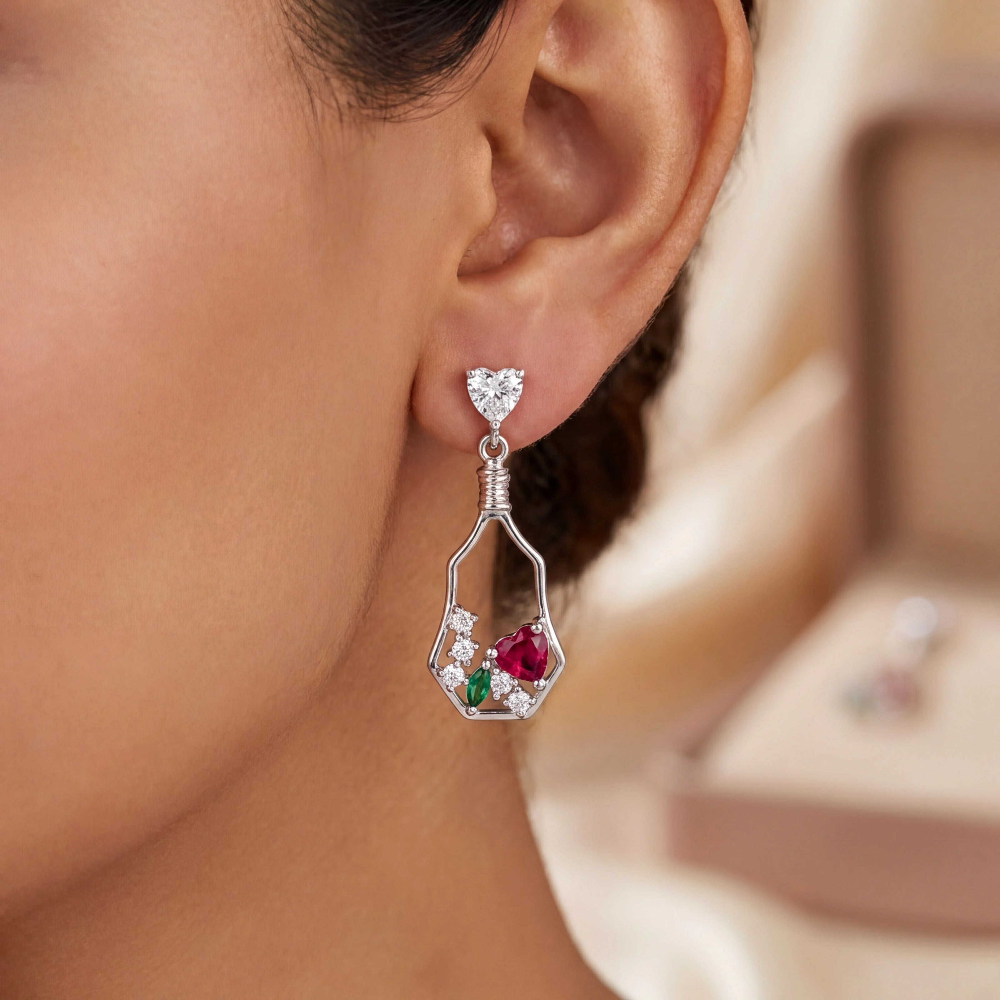 Ruby Heart Drop Earrings — 2