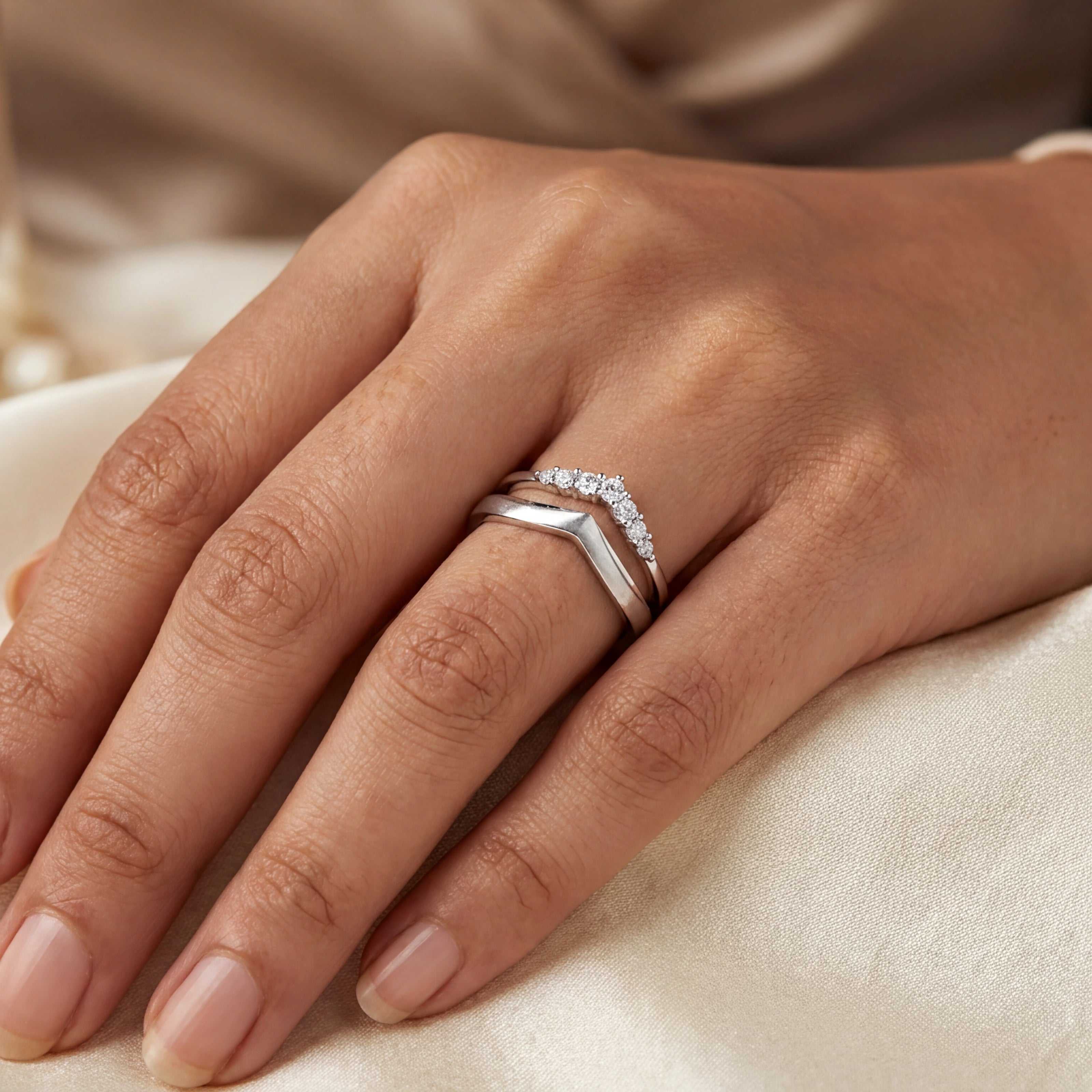 Shimmering V-Stack Rings — 2