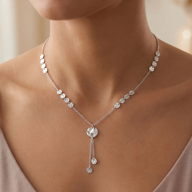 Hammered Disc Lariat — 2