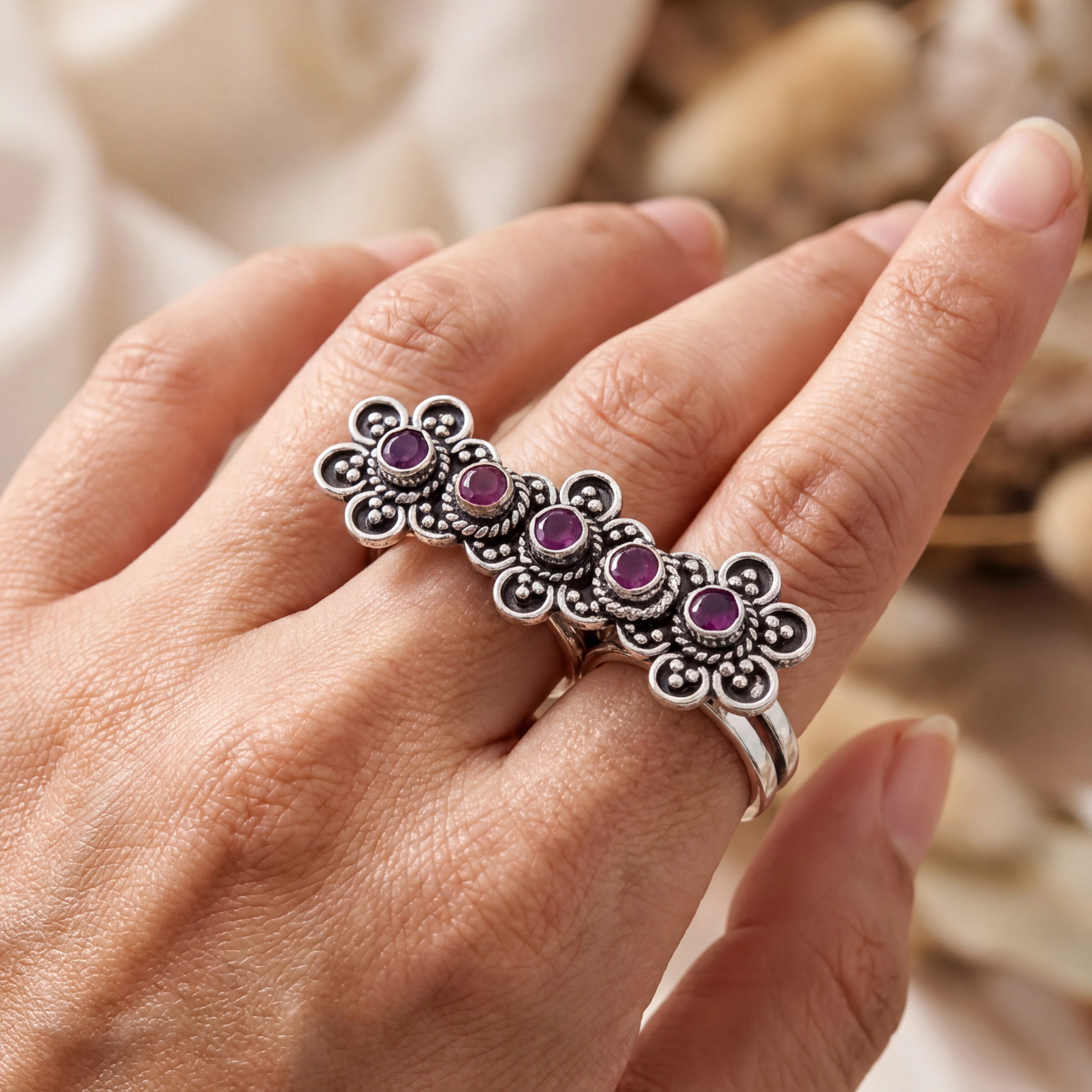 Vintage Floral Duo Ring — 2