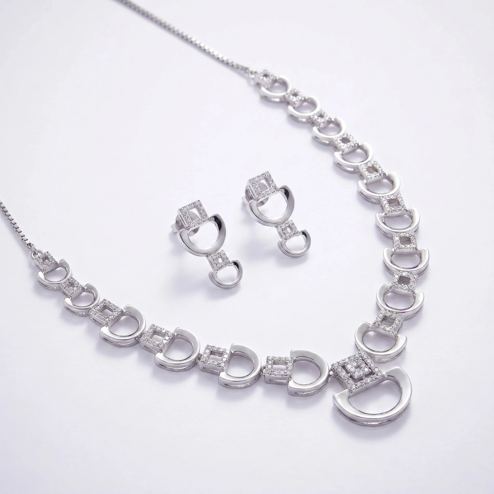 CZ Link Necklace Set — 2