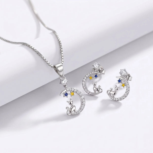 Cat Moon CZ Set — 2