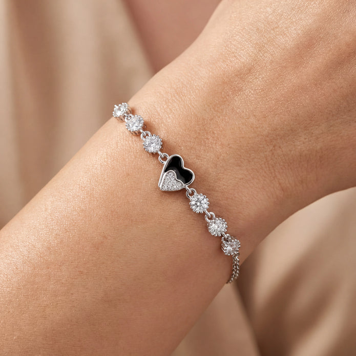Black Heart CZ Bracelet — 2
