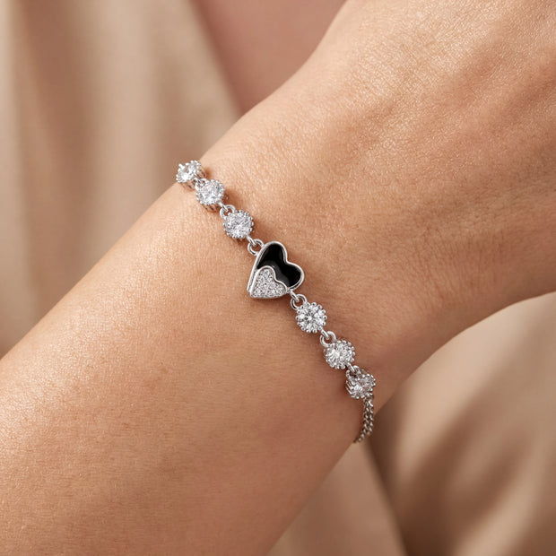 Black Heart CZ Bracelet — 2
