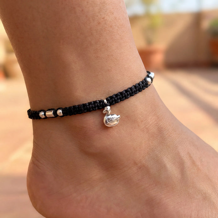 Swan Macrame Anklet — 2