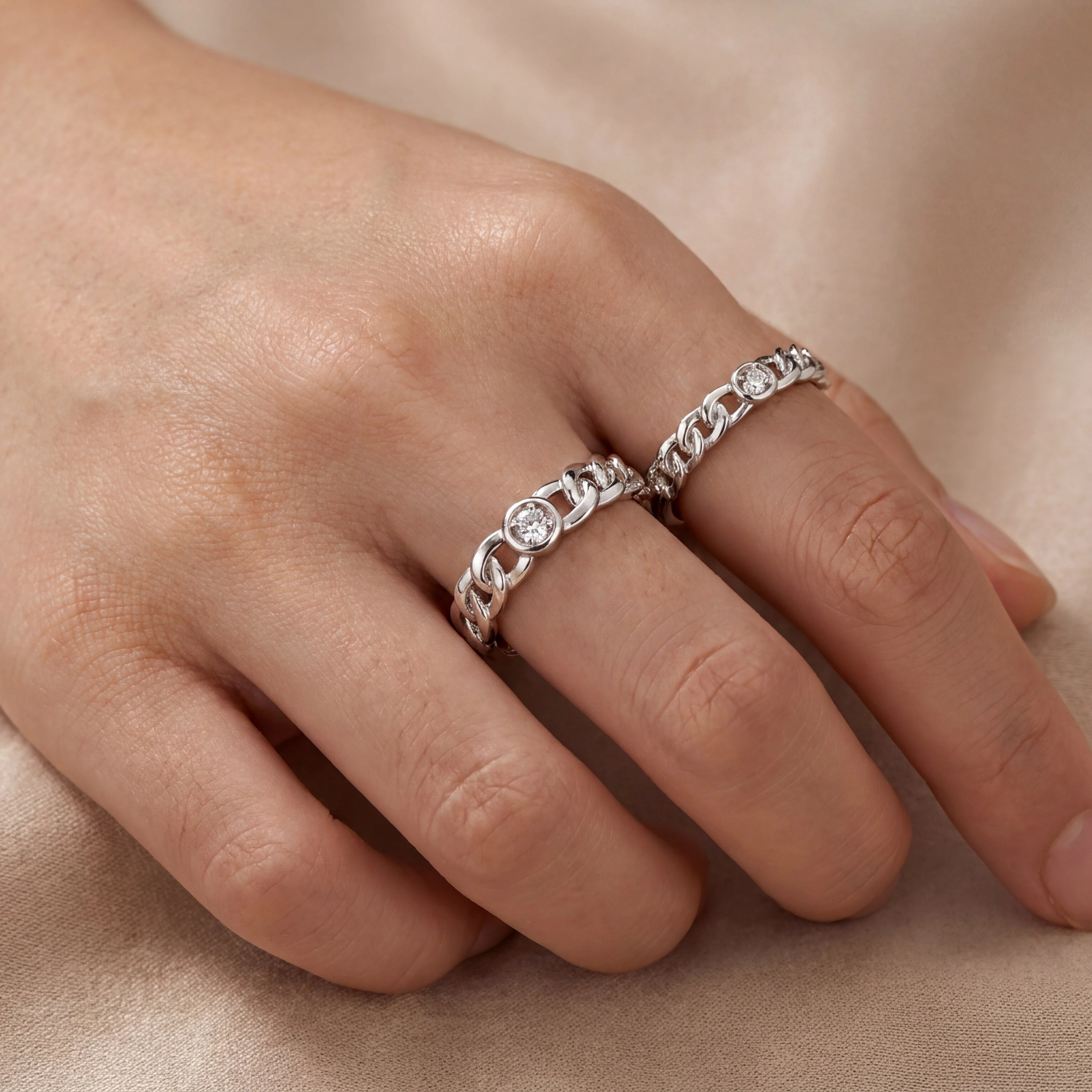Chain Link CZ Ring — 2