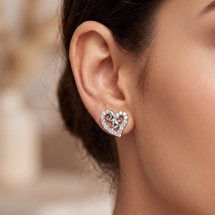 Open-Heart Sparkle Studs — 2