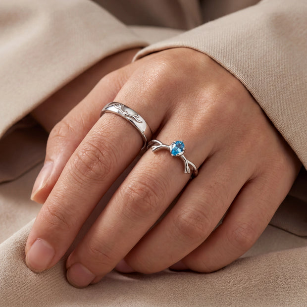 Blue Teardrop Couple Rings — 2