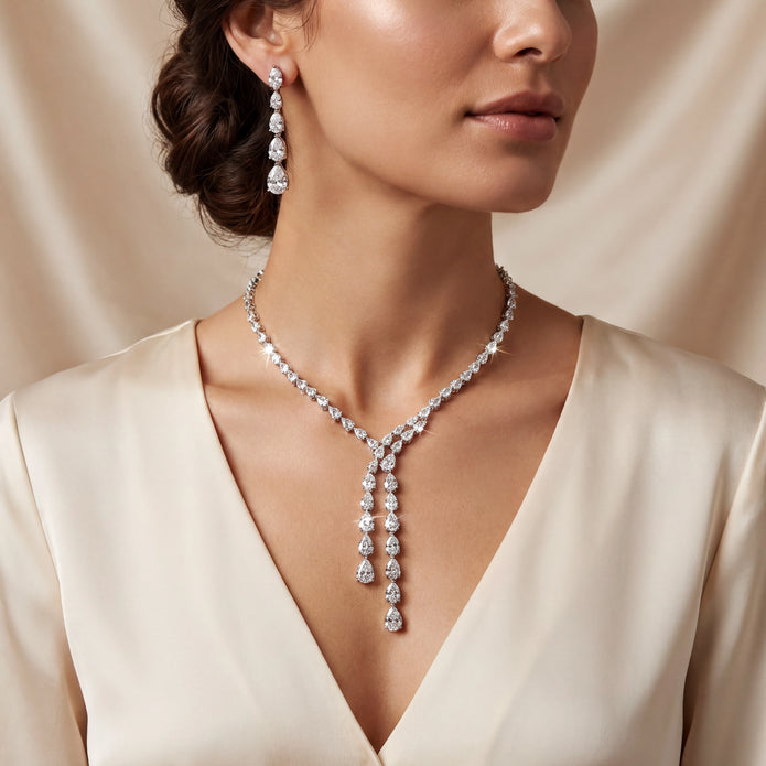 CZ Pear Cascade Set — 2