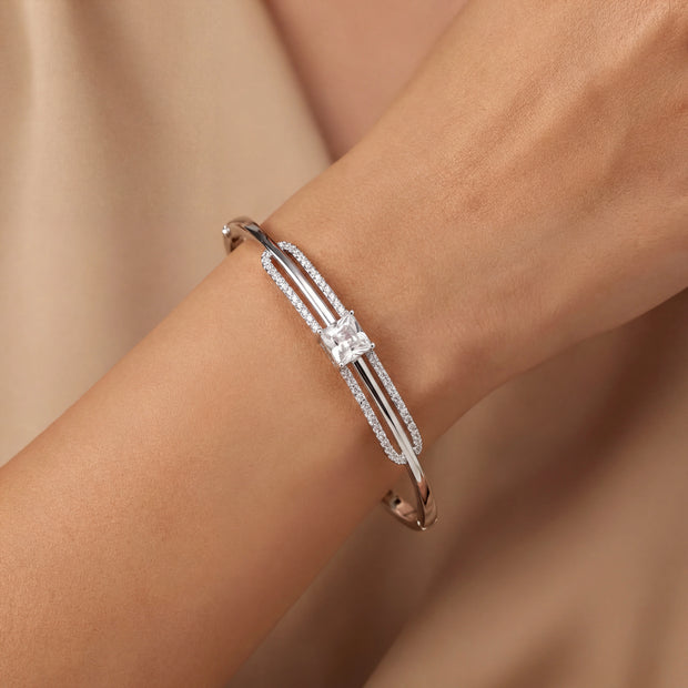 Square CZ Bypass Bangle — 2